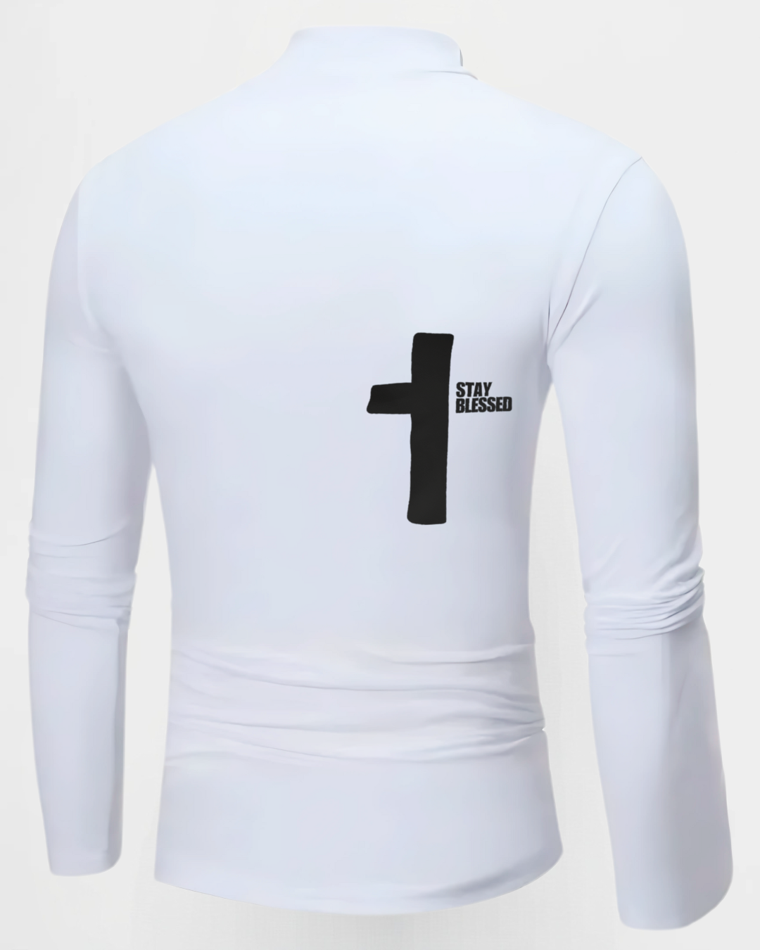 "Blessed By God" Half Turtleneck T-Shirt in White