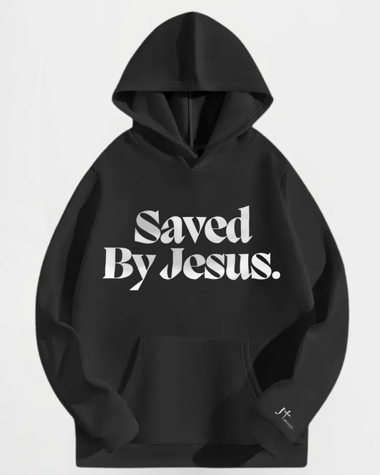 "Saved By Jesus" Hoodie in Black