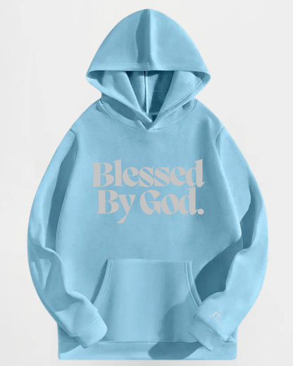 "Blessed By God" Hoodie in Light Blue