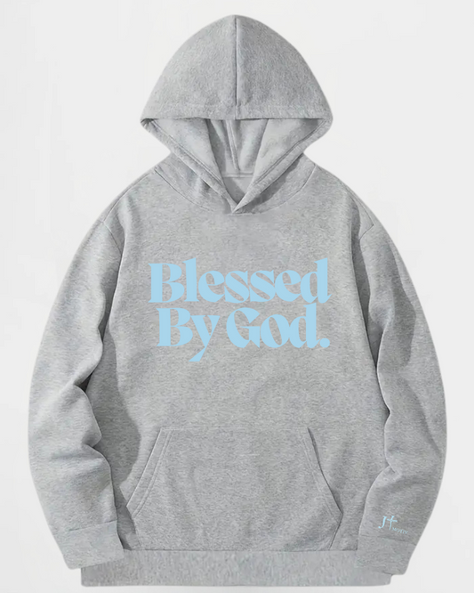 "Blessed By God" Hoodie in Light Grey