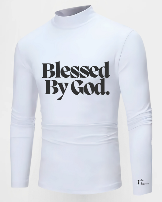 "Blessed By God" Half Turtleneck Pullover in White