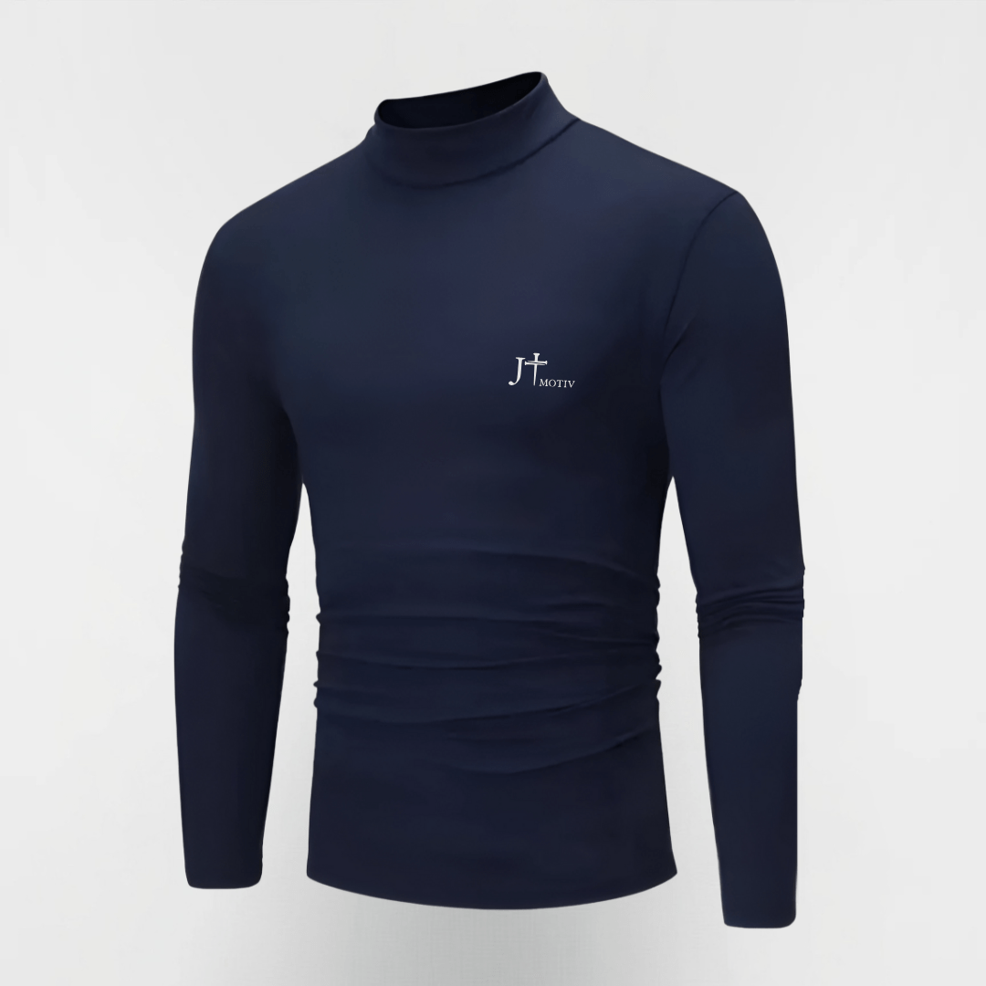 Half Turtleneck Pullover - Skinny Fit in Navy - JT Motiv