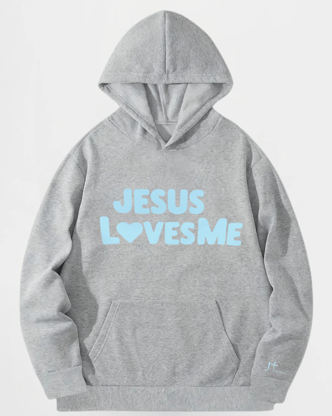 "Jesus Loves Me" Hoodie in Light Grey - JT Motiv