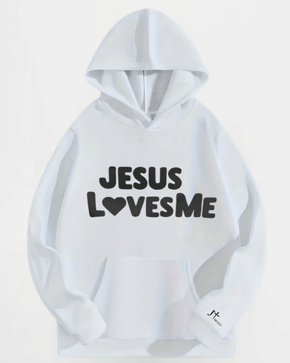 "Jesus Loves Me" Hoodie in White - JT Motiv